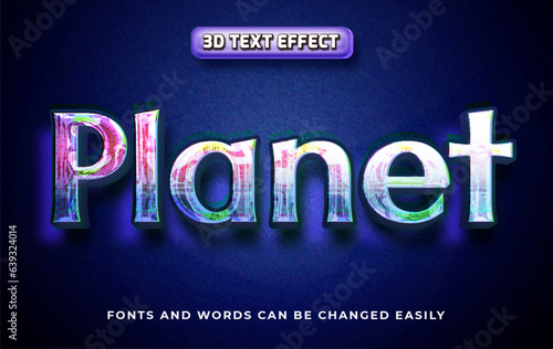 Planet 3d editable text effect style