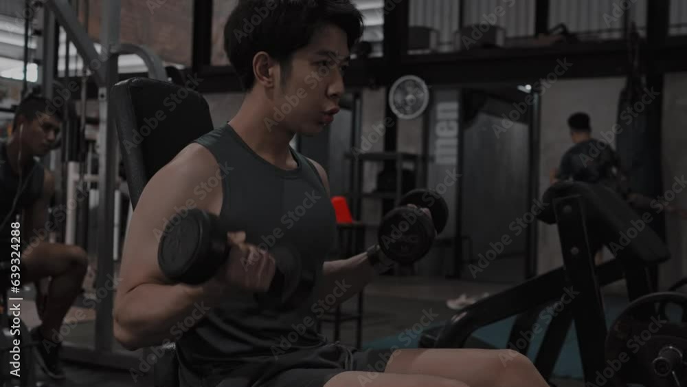 Man lifting dumbbells in the gym, Powerful Arm Muscle Building in the Gym, Intense Gym Dumbbell Workout, Strength Training for Muscular Arms. Man lifting dumbbells in the gym, Powerful Arm Muscle Building in the Gym, Intense Gym Dumbbell Workout, Strength Training for Muscular Arms.