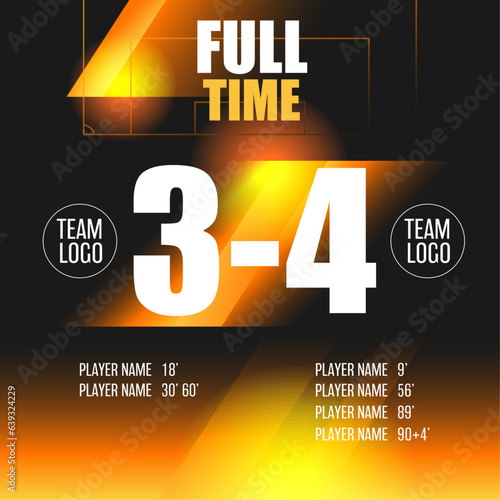 Football match sport graphics black and orange template for online broadcast and social media