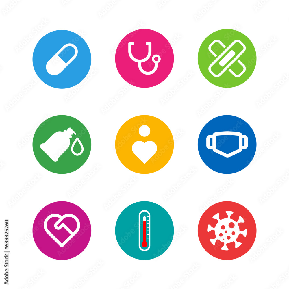 Medicine icon set, pharmacy icon, medical kit tools, simple vector, perfect illustration