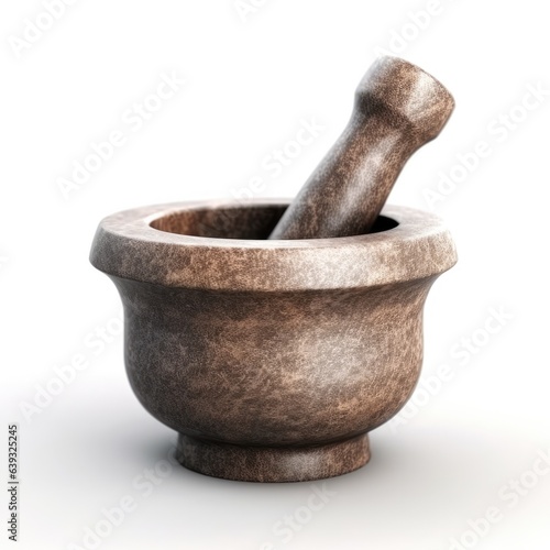 A mortar and pestle in action, crushing and grinding spices, symbolizing culinary art. This primitive tool emphasizes the authenticity of ingredients and tradition. © InputUX
