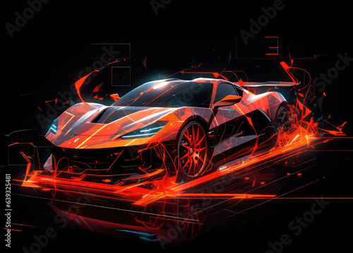 Neon Velocity  is a sleek sports car bathed in radiant neon lights capturing the essence of speed and innovation.