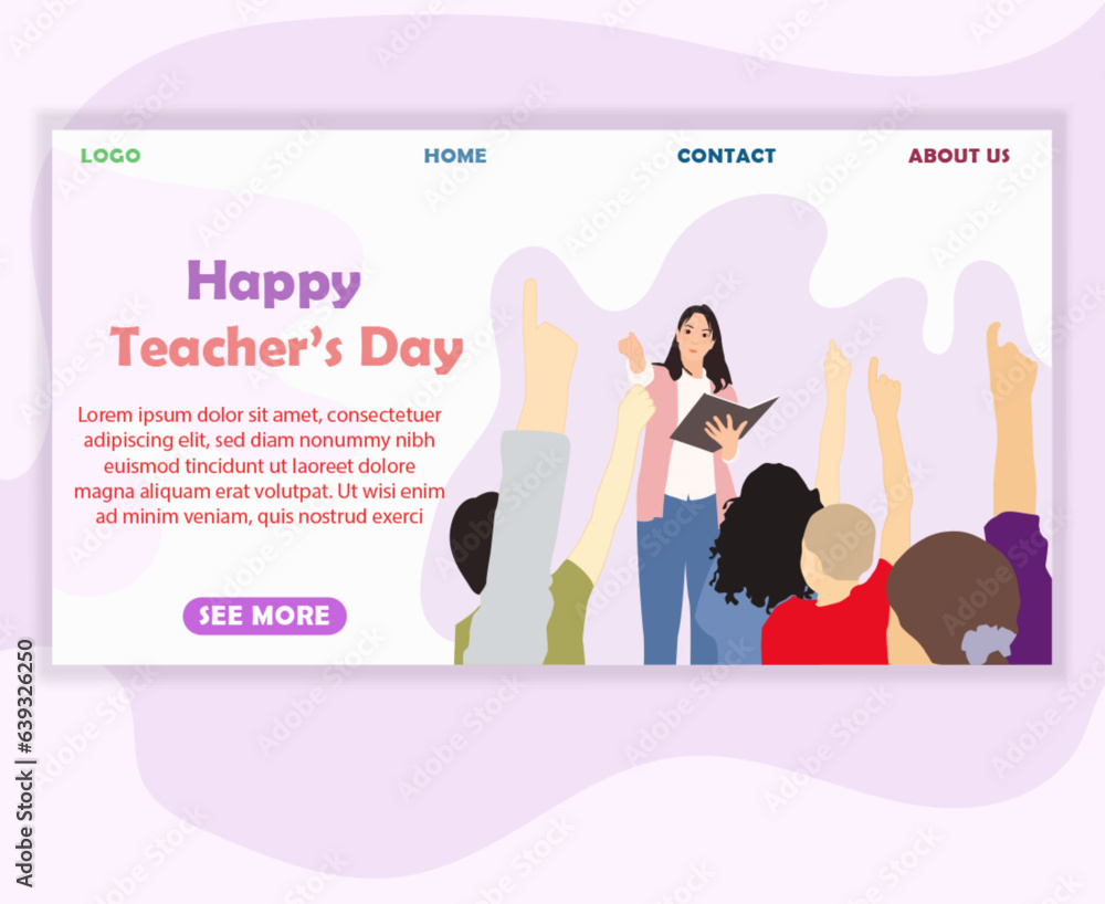 banner hand drawn flat happy teacher's day page template with color pastel banner hand drawn flat happy teacher's day page template with color pastel