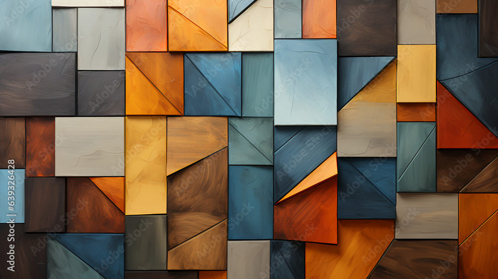 Multi-colored cube background - cubist - geometric - fall - autumn - design  - obrazy, fototapety, plakaty 