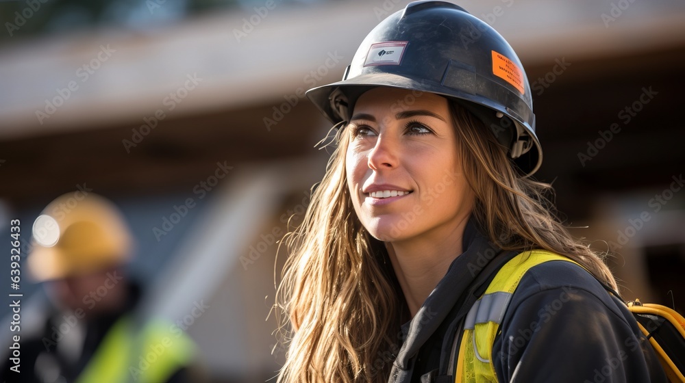 woman working on construction site woman working on construction site
