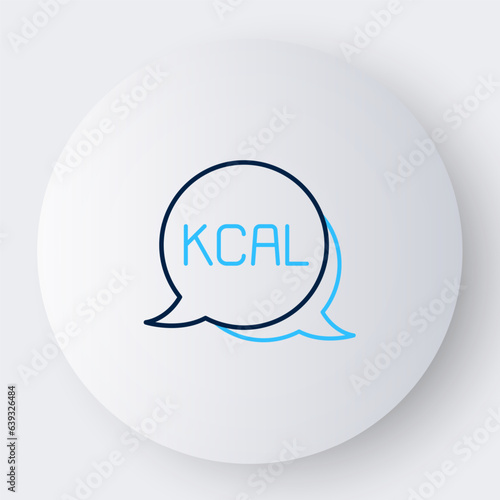 Line Kcal icon isolated on isolated on white background. Health food. Colorful outline concept. Vector