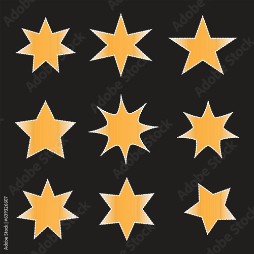 Minimalist silhouette stars icon  twinkle star shape symbols. Modern geometric elements  shining star icons  abstract sparkle black silhouettes symbol vector set