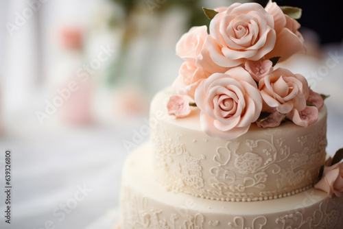 Wedding Cake with Frosted Roses © Andrii 