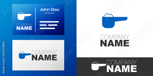 Logotype Sports nutrition bodybuilding proteine power drink and food icon isolated on white background. Logo design template element. Vector