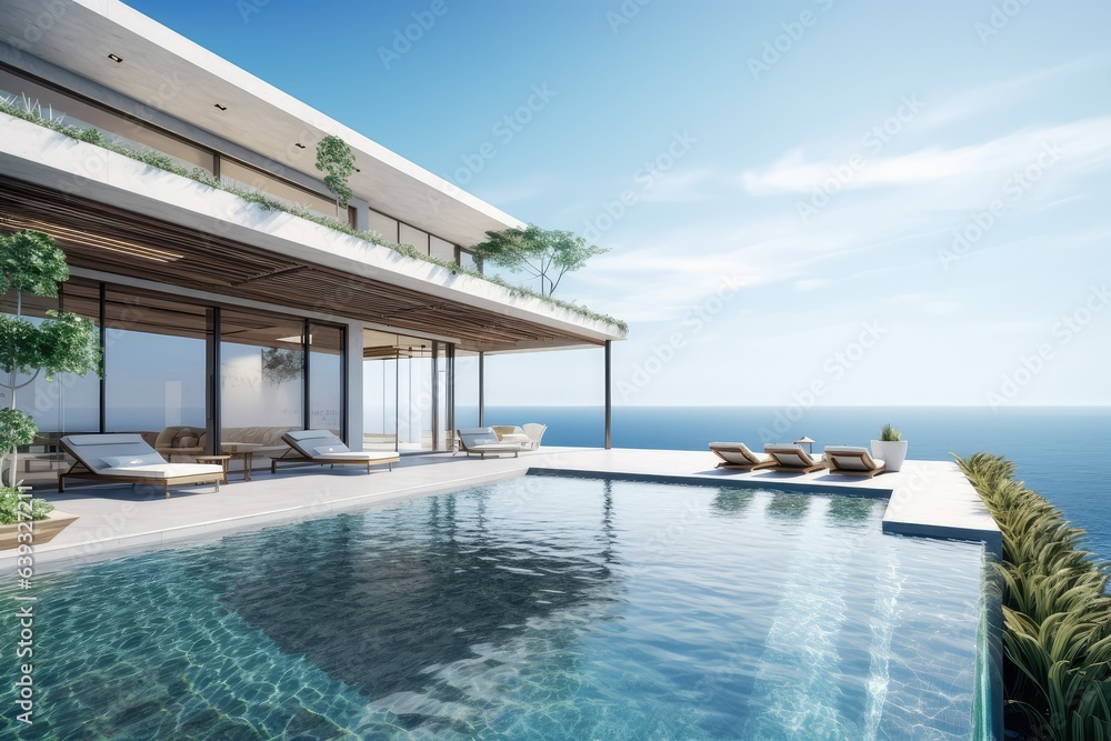 Luxury beach house with sea view swimming pool