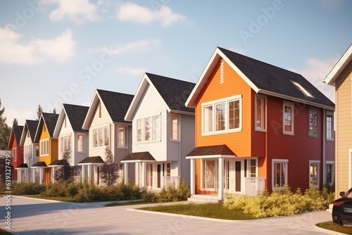 House and town homes. Real estate concept property for sale