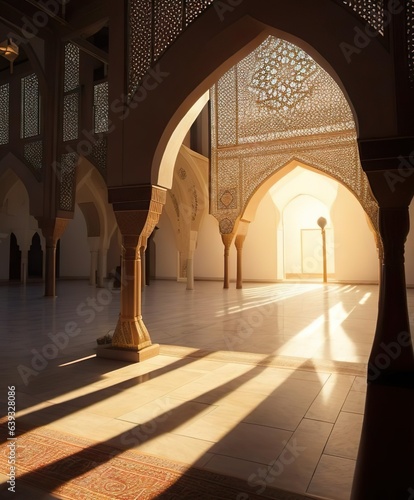 Spiritual Serenity - Islamic Prayer Amidst Illuminated Architecture