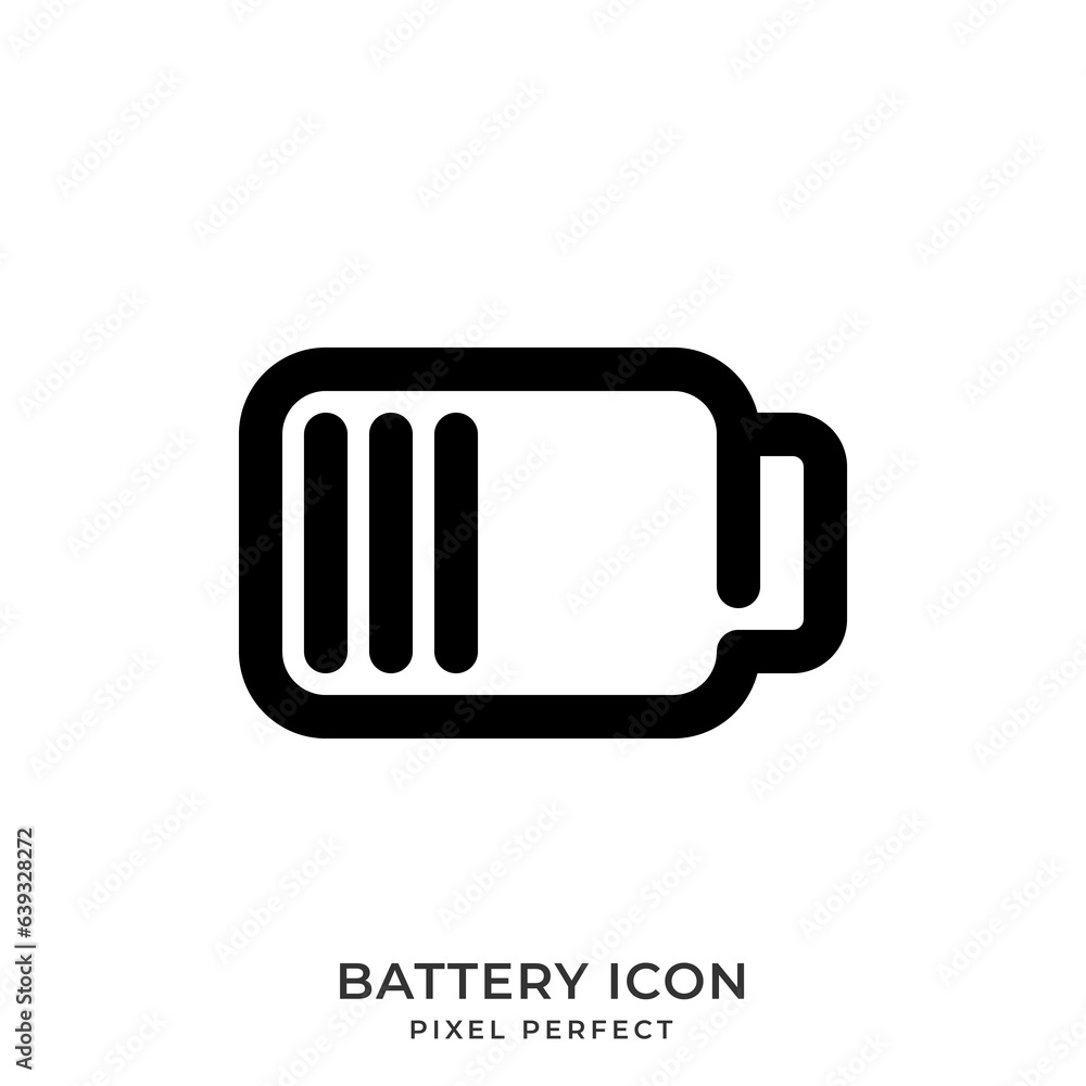 Batery icon with style line. User Interface icon. Pixel Perfect. Vector Illustration Batery icon with style line. User Interface icon. Pixel Perfect. Vector Illustration
