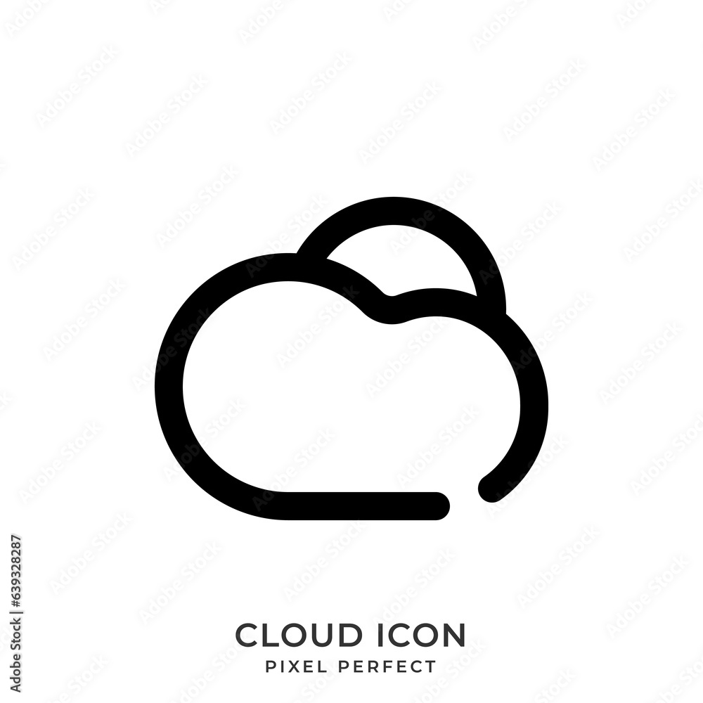 Cloud icon with style line. User Interface icon. Pixel Perfect. Vector Illustration Cloud icon with style line. User Interface icon. Pixel Perfect. Vector Illustration