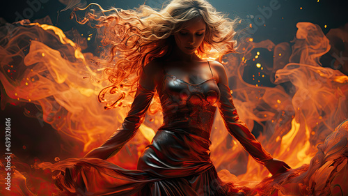 Fiery Fantasy Dance: Manga Girl Dissolving into Flames