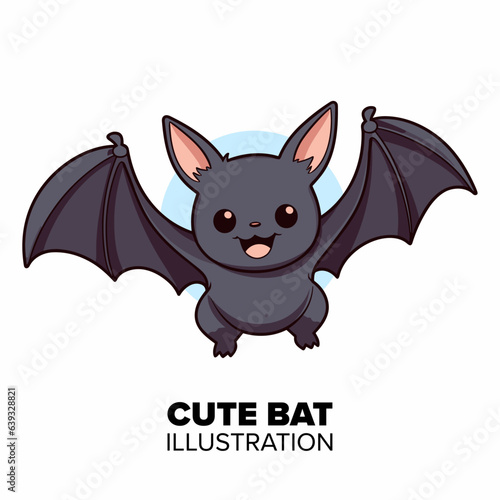 Cute funny flying bat Halloween cartoon character illustration  Playful Autumn Party Element.