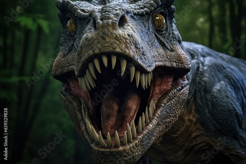 Tyrannosaurus Rex roaring at the camera, T-rex Jurassic prehistoric animal © Mohammad