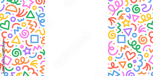 Fotografie Fun colorful abstract line doodle shape template background