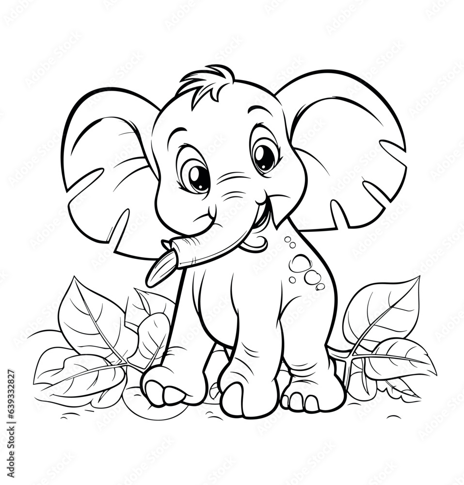 Cute elephant coloring page - coloring book for kids