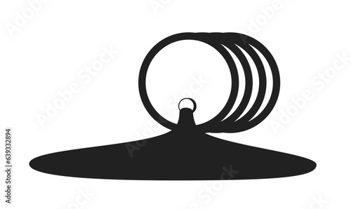 Oil spill from barrel monochrome flat vector object. Fuel spilling out. ENvironment pollution. Editable black and white thin line icon. Simple cartoon clip art spot illustration for web graphic design