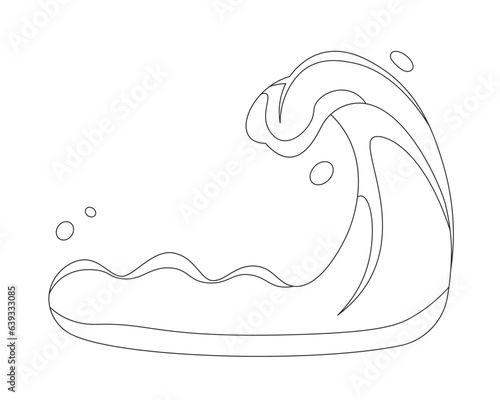 Tsunami giant wave monochrome flat vector object. Natural disaster. Editable black and white thin line icon. Simple cartoon clip art spot illustration for web graphic design