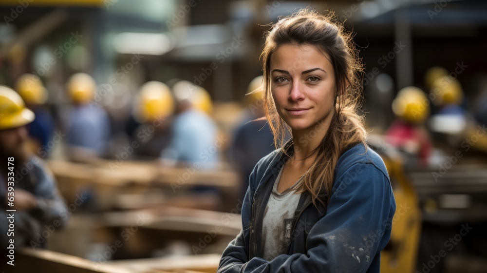 Fototapeta premium woman working on construction site