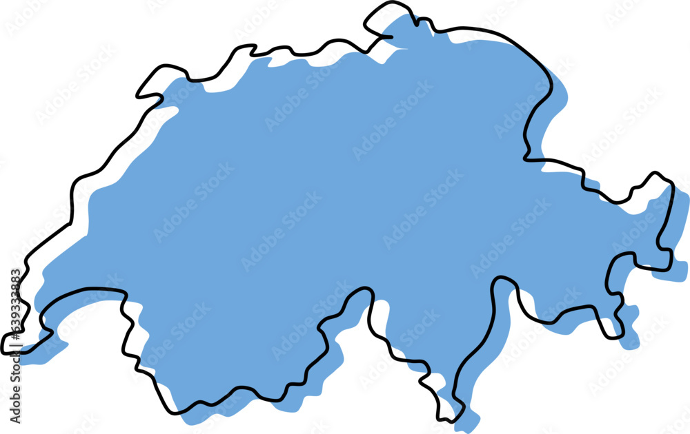 switzerland stylized map vector outline layered 3d swiss map