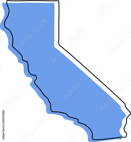 stylized california outline vector map