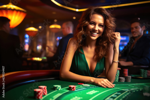 Glamorous Lady Luck at the Blackjack Table