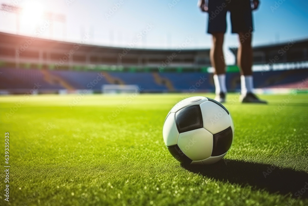 Stadium Soccer: Player Dribbling on Field