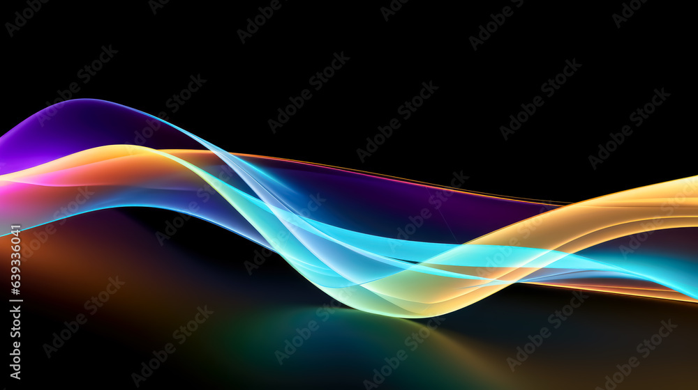 Naklejka premium Colorful neon lights, lights long exposure design on black background.