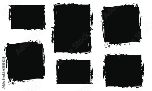 Vector Black stain grunge frame hand drawn in brush sale banner vector distress Ink Stroke Set background