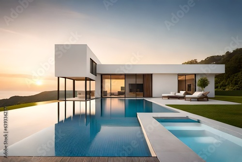 luxury house with swimming pool generated by AI