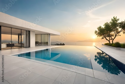 luxury house with swimming pool generated by AI