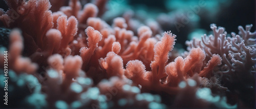 background of underwater colored corals. Generative AI.