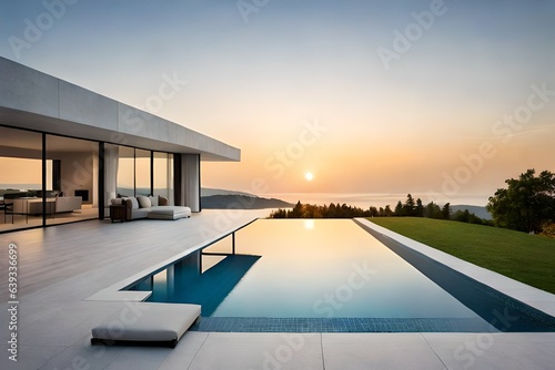 luxury house with swimming pool generated by AI