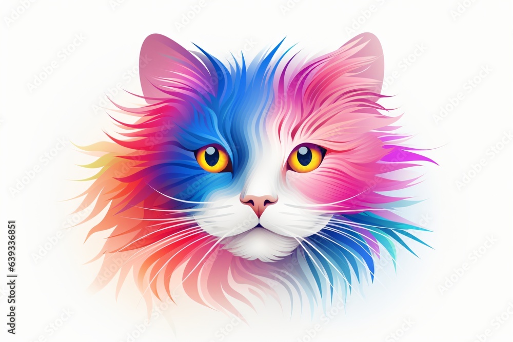 Colorful illustration watercolor painting of a cat