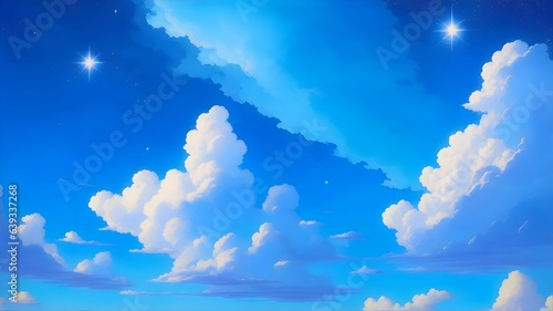 majestic sky and clouds, studio Ghibli-style anime background  © Ivyn