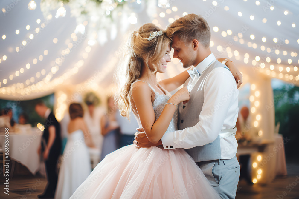 Naklejka premium The bride and groom are dancing at the wedding 3