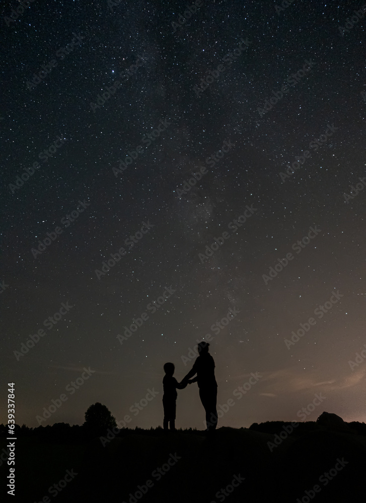 Mother and son under the stars Mother and son under the stars