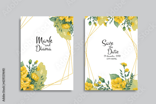 vector floral wedding invitation card design. watercolor flower art wedding invitation template.