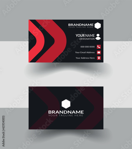 Newest modern business card design for versatile use.Black and red combination simple business card design.Creative design mind based design for versatile use.Unique color used design.Easy editable