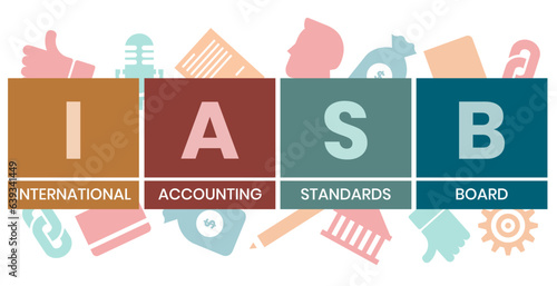 IASB - International Accounting Standards Board acronym business concept. vector illustration concept with keywords and icons. lettering illustration with icons for web banner, flyer, landing page