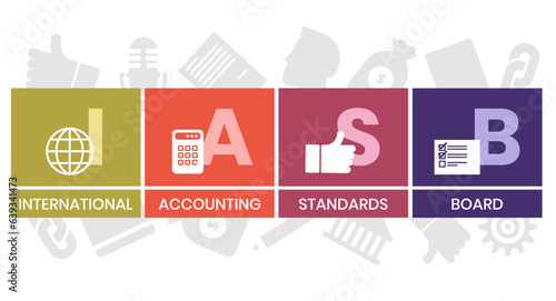 IASB - International Accounting Standards Board acronym business concept. vector illustration concept with keywords and icons. lettering illustration with icons for web banner, flyer, landing page photo