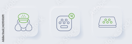Set line Taxi car roof, mobile app and driver icon. Vector