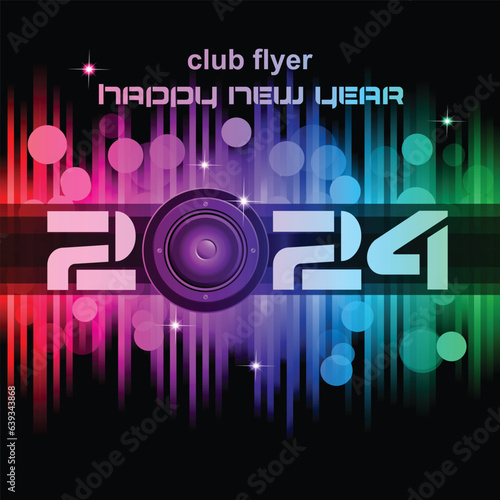 Disco club flyer with colorful elements. Ideal for poster and music background.