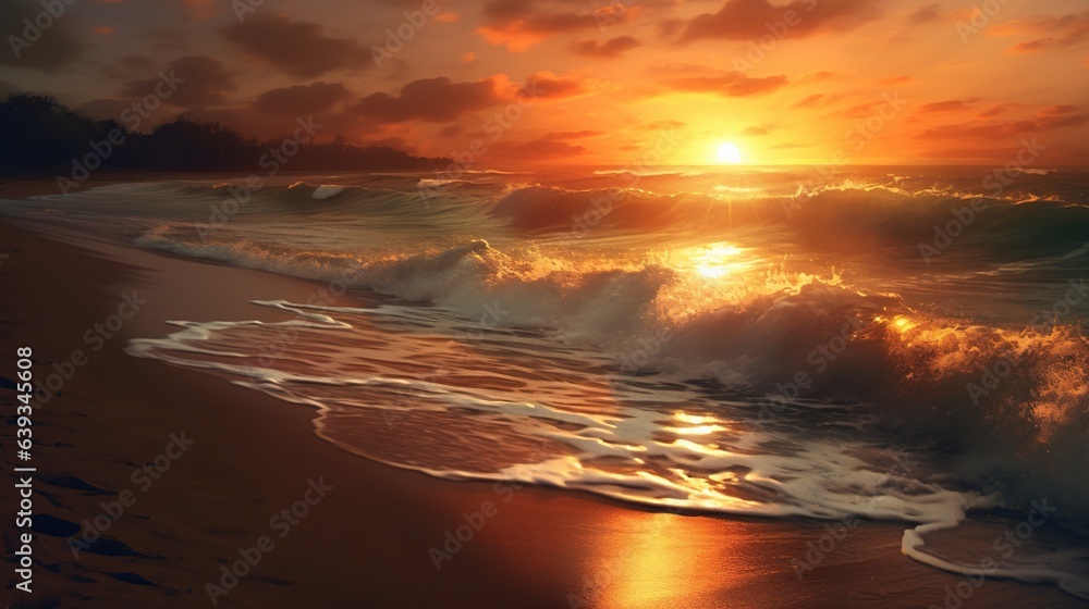Beautiful sunset over the sea. Nature composition.