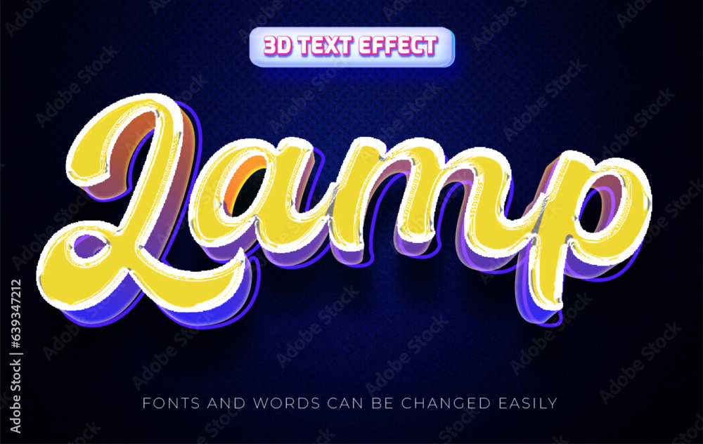Lamp neon 3d editable text effect style