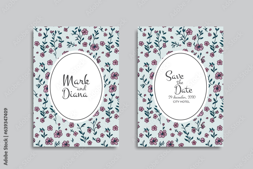 vector floral wedding invitation card design. watercolor flower art wedding invitation template.