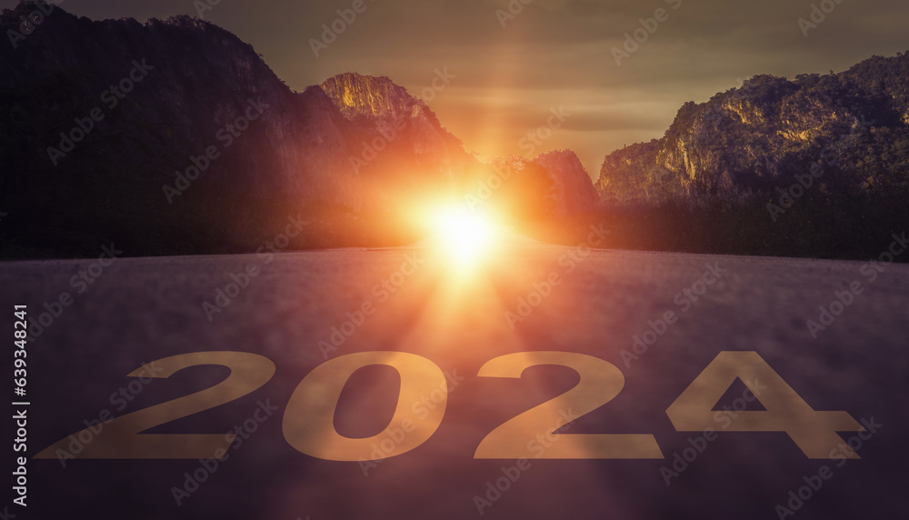 Happy New Year 2025 or Begin 2025 written on asphalt road for new year